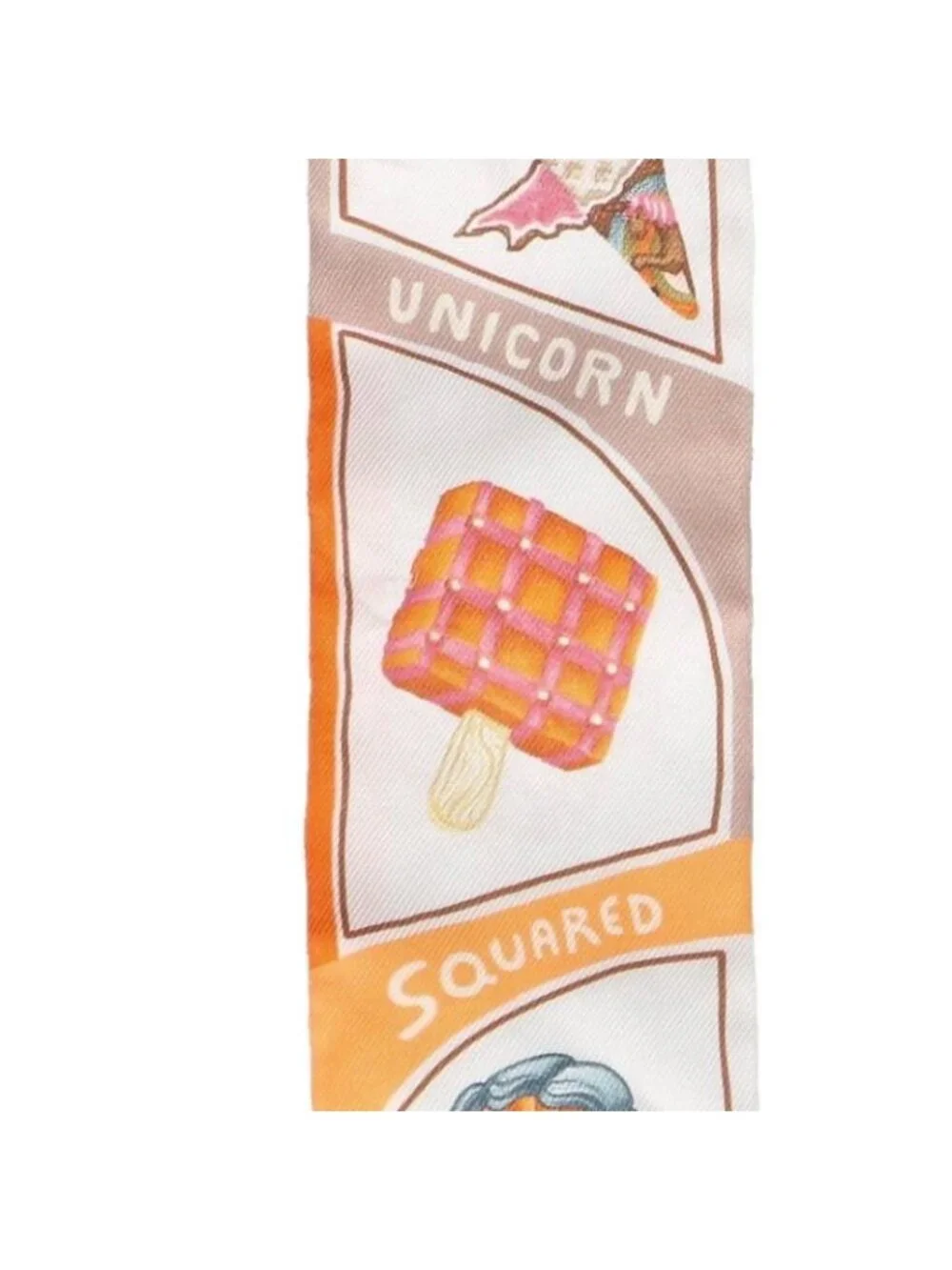 Hermes Funny Ice Cream All Over Pattern Twill Silk Scarf